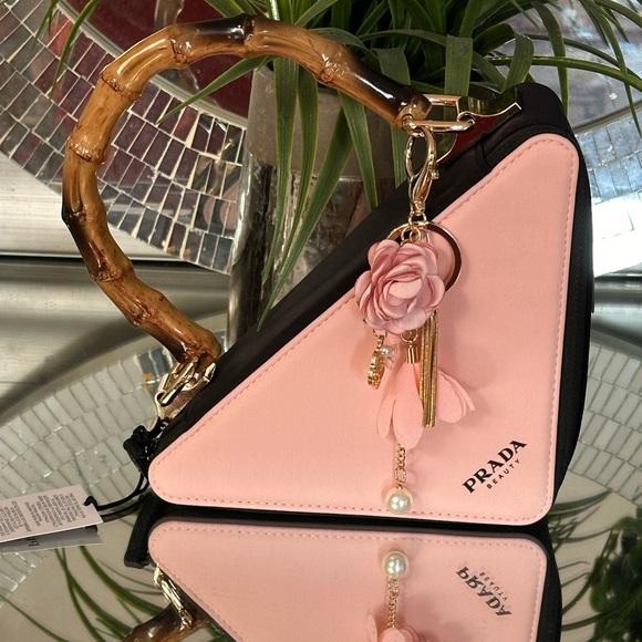 Prada triangle beauty pouch with Handel and charm new. - Picture 1 of 14
